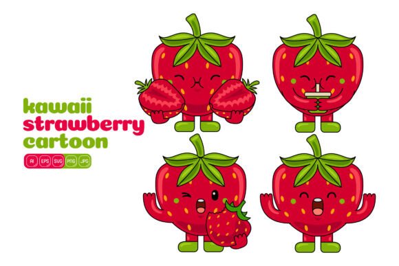 Cute Strawberry Mascot Vector Pack 04 Review