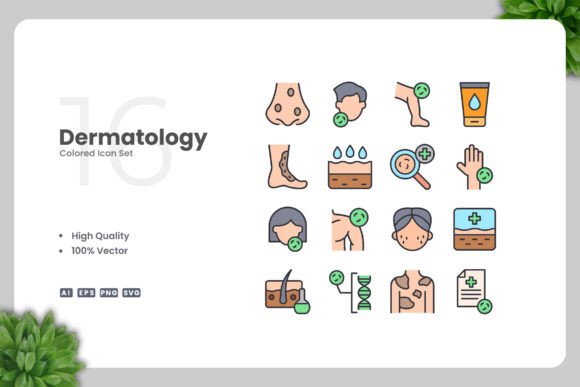 Dermatology Colored Icons: Modern Graphics for Pro Projects
