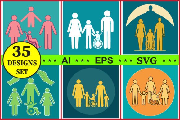 Diversity Disability Care Icon Set: Inclusive Graphics