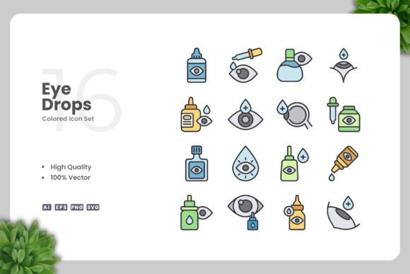 Eye Drops Color Icons: Modern Graphics & Icons