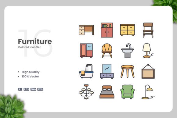 Furniture Colored Icons: Graphics for Modern Web