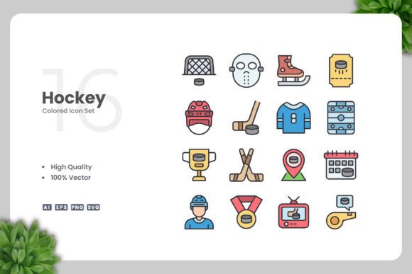 Hockey Colored Icons: Graphics for Local Branding