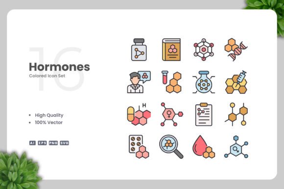 Hormones Colored Icons: Modern Graphics for Branding