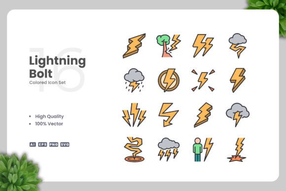Lightning Bolt Colored Icon: Graphics and Icons Review