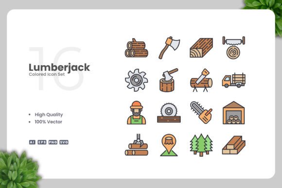 Lumberjack Colored Icon: Graphics and Icons for Crafts