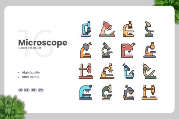 Microscope Colored Icons: Essential Graphics for Blogs