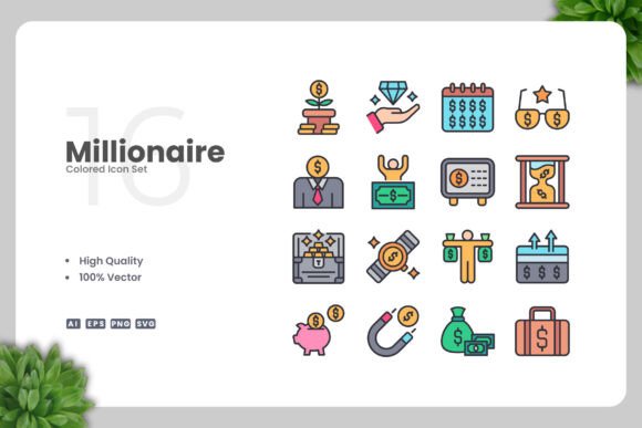 Millionaire Colored Icons: Graphics for Crafters