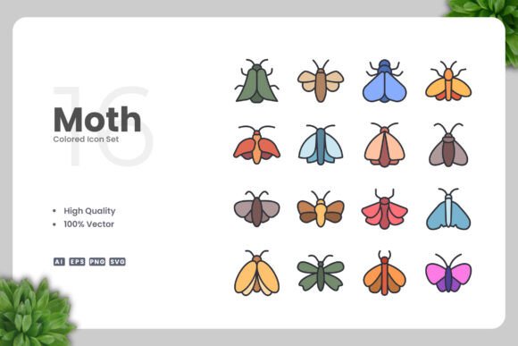 Moth Colored Icons: Graphics for Modern Branding