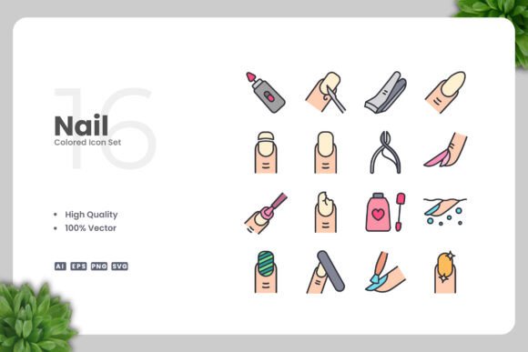 Nail Colored Icons: Fresh Graphics for Digital Shops