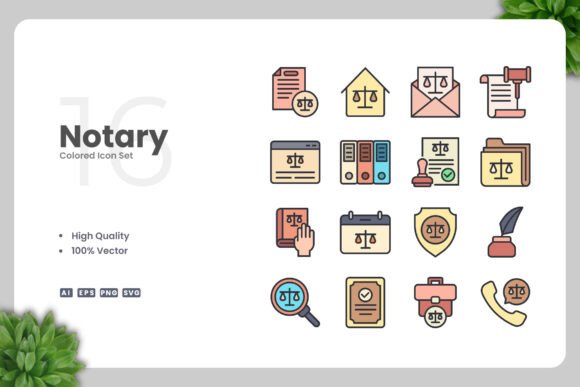 Notary Colored Icons: Graphics & Icons Review