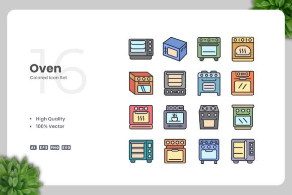 Oven Colored Icons: Essential Graphics for Branding