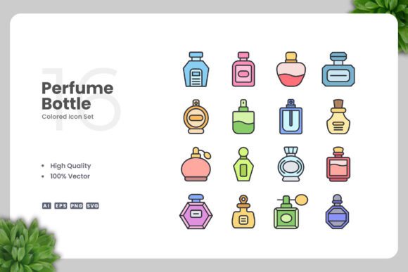 Perfume Bottle Colored Icons: A Designer's Stitch Review