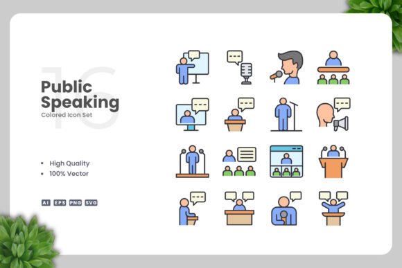 Public Speaking Icons: Clean Graphics for Modern Design
