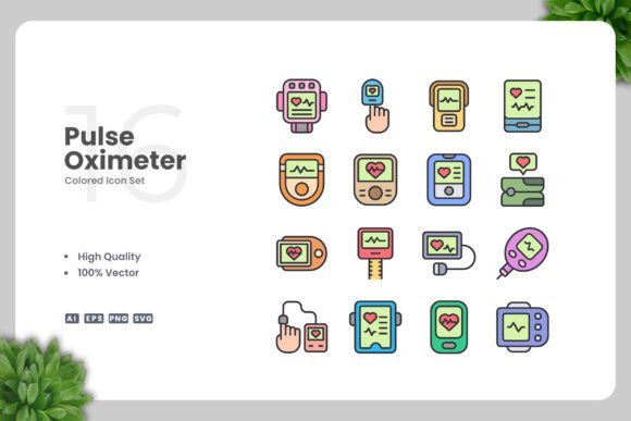 Pulse Oximeter Colored Icons: A Designer's Review for Embroidery