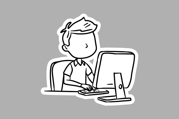 Review: Hand-Drawn Kid Using Computer for Stitching