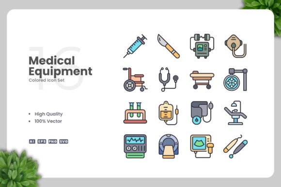 Review: Medical Equipment Colored Icons for Stitching