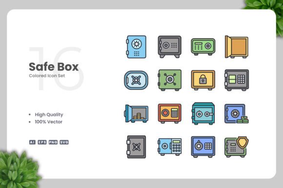 Safe Box Colored Icons: Graphics for Sellers