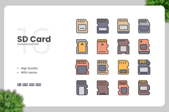 SD Card Colored Icons: Modern Graphics for Brand Identity