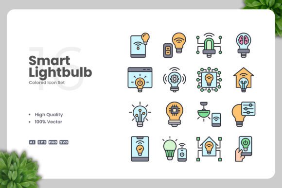 Smart Lightbulb Colored Icons: Graphics for Modern Blogs