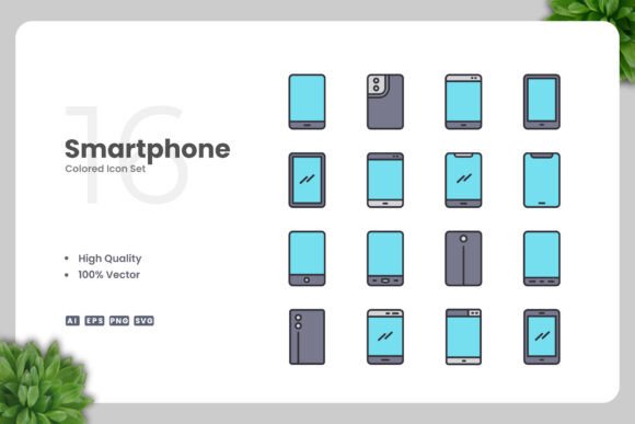 Smartphone Colored Icons: Modern Graphics for Web