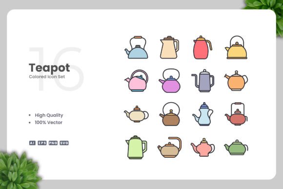 Teapot Colored Icons: Graphics and Icons for Branding