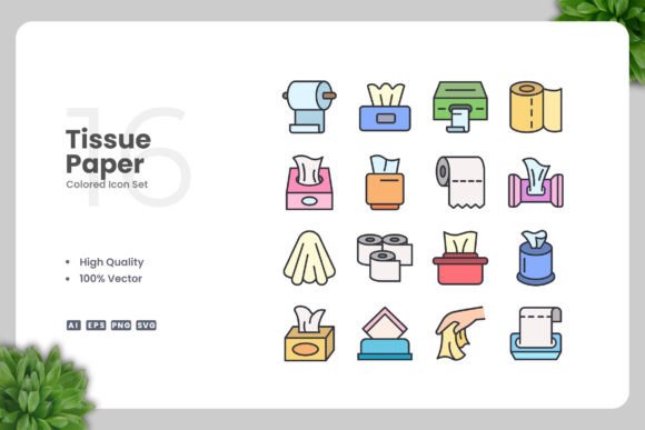 Tissue Paper Colored Icons: Graphics for Digital Shops