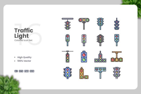 Traffic Light Colored Icons: Graphics for Digital Shops