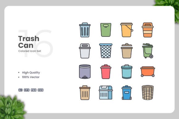 Trash Can Colored Icons: Vibrant Graphics for Modern Brands