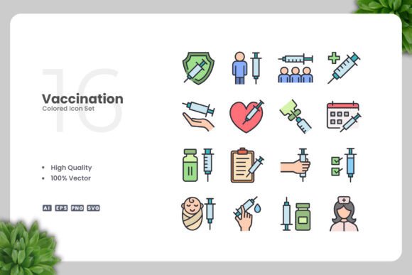 Vaccination Colored Icons: A Designer's Embroidery Review
